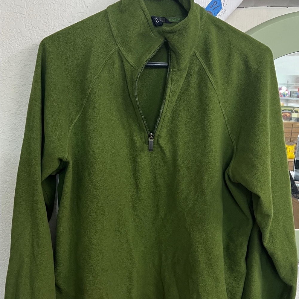 Lands' End Men's Olive Zip-Up Sweater